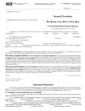 Upon payment of the requisite 10 fee, the clerk will issue you an execution judgment and will return your copy of the original judgment stamped. . Nassau county sheriff income execution